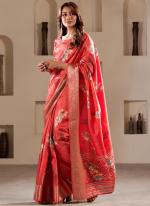 Dola Silk Pink Traditional Wear Foil Print Saree